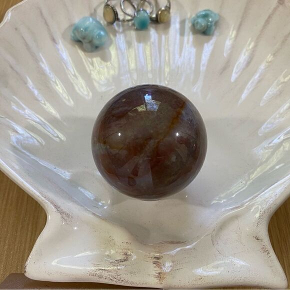 Rusty lavender ocean Jasper sphere 🌊 with sphere stand ✨ genuine crystal - Picture 3 of 6